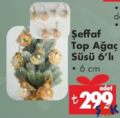 ŞEFFAF TOP AĞAÇ SÜSÜ 6'LI fiyat ve kampanya bilgisi